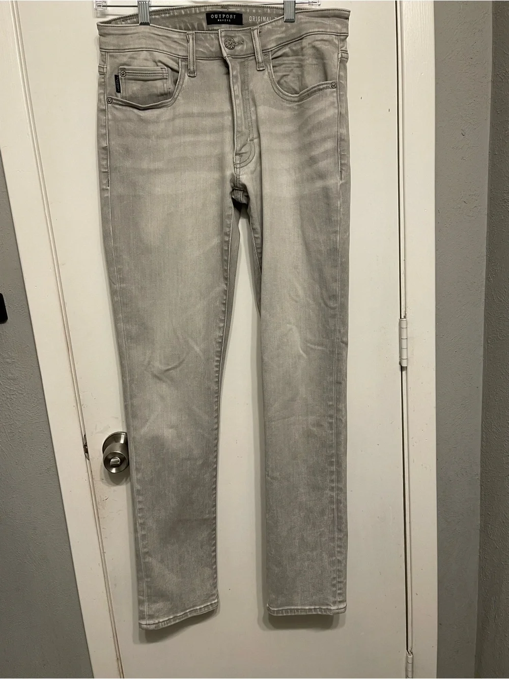 Outpost Makers Original Straight Stretch Jeans Mens 30x32 Light Gray
